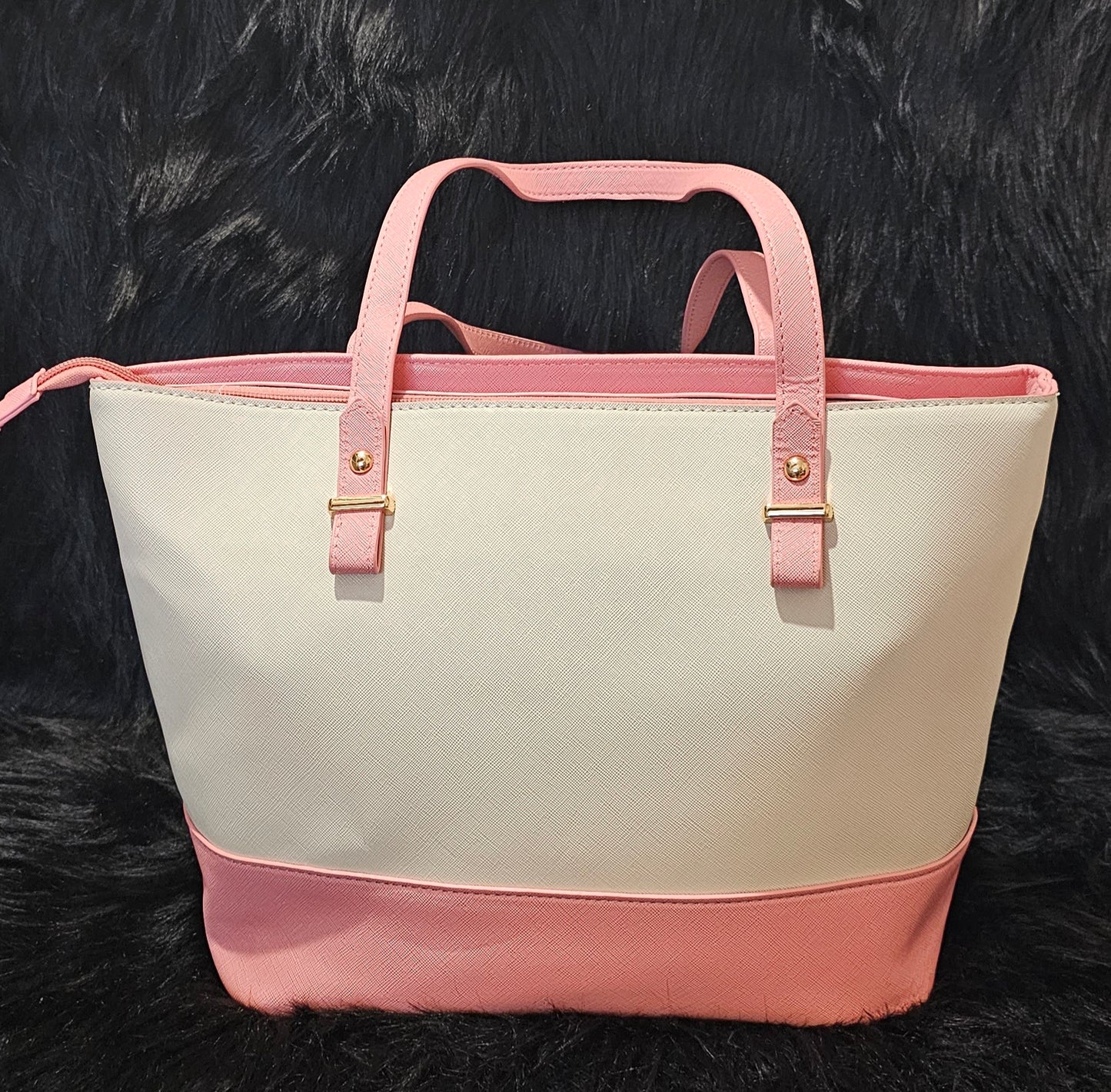 A#61 Pink Color Block Tote with babies